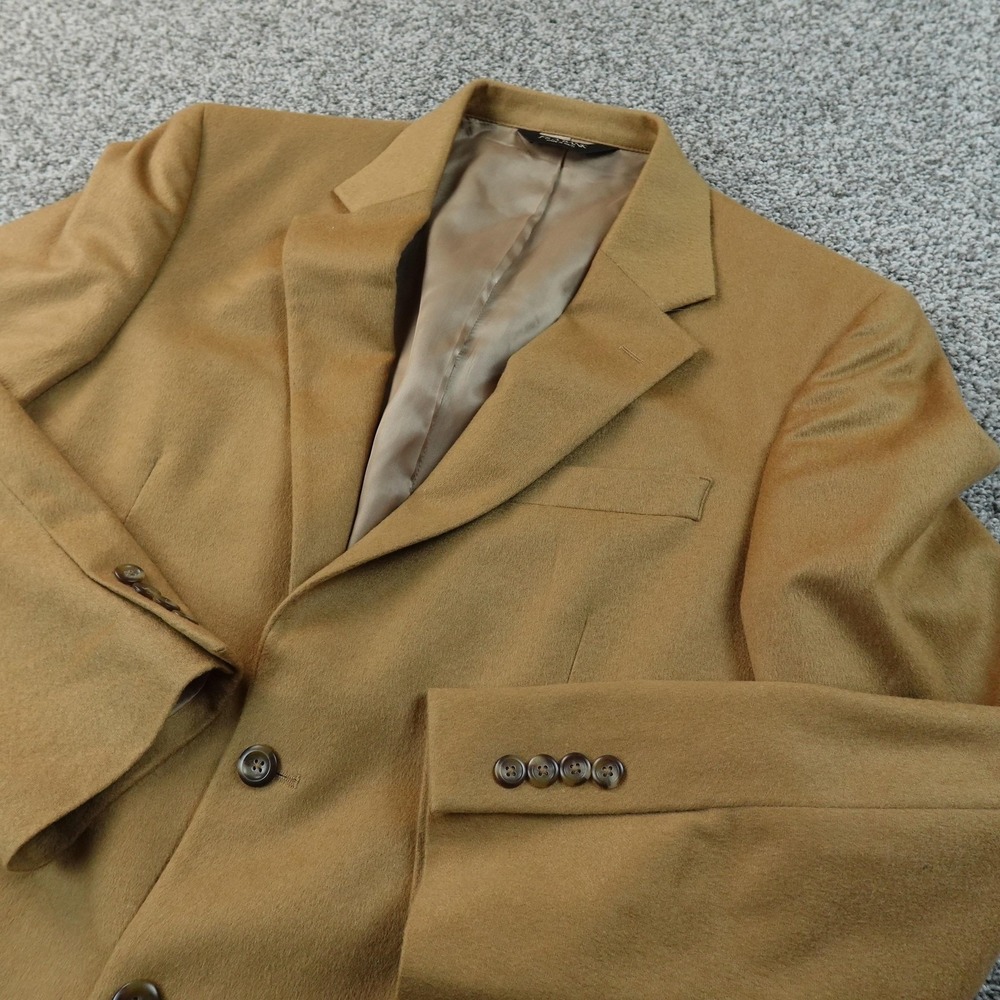 Jos A Bank Blazer Mens 39R Brown Camel Cashmere Button Sport Coat Suit Jacket